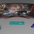 Curved Gaming Monitor With RGB Lighting Ultra Wide Screen For Gaming Setup