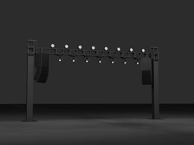 Stage Lighting Rig With Multiple LED Lights And Sound Speakers Structure 3d model