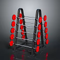 Sturdy Black Weight Plate Rack With Red Plates For Fitness Equipment Storage