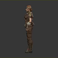 Steampunk Female Character With Mechanical Armor And Goggles 3D Model Design