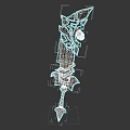 Ornate Fantasy Sword With Green Glowing Patterns On Black Background
