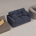 Light Gray Round Single Sofa With Comfortable Pillows On Light Colored Floor 3d model