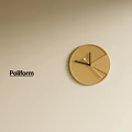 Poliform Modern Golden Round Decorative Clock Hanging On Beige Wall 3d model