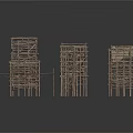 Lush Climbing Plants Growing On Wooden Scaffolding Support Structure In Garden