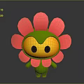 Cute Cartoon Character Resembling Flower With Pink Petals Green Body And Yellow Face