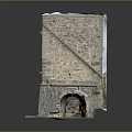 Stone Building Model With Arched Openings Wooden Door And Stone Walls
