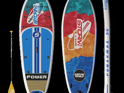 Colorful Stand Up Paddle Boards With POWER STORM Designs And Paddle Included 3d model