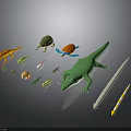 Toy Animal Characters And Reptile Creature Models Including Dinosaur Turtle Crocodile And Small Lizards