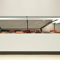 White Retail Display Showcase with Glass Cover LED Lighting and Red Items Inside
