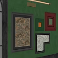 Decorative Wall Frames With Various Styles Sizes And Patterns On Green Wall 3d model