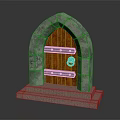 Detailed Medieval Architecture Stone Arch Doorway With Wooden Door Metal Straps And Ring