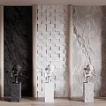 Elegant Modern Background Wall Featuring Different Materials Patchwork And Decorative Ornaments