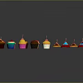 Colorful Decorated Cupcakes With Various Toppings And Vibrant Wrappers For Daily Use