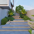 Modern Detached Villa Exterior Design With Garden Greenery Parking Space And Balcony