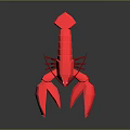 Detailed Red Lobster 3D Digital Model With Reflective Surface On Dark Background 3d model