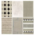 Stylish Square Rugs With Assorted Patterns For Modern Living Room Interior Decor 3d model