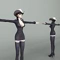 Game and Movie Character 3D Model With Black Tight Suit White Hat and High Heels