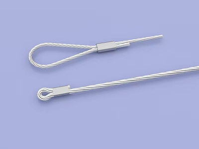 Silver Steel Wire Ropes With Metal Connectors On Light Blue Background 3d model