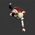 Game Movie Character With Blonde Hair Red Dress White Accents Brown Belt And Pointing Gesture