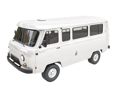 Vintage White Van With Classic Exterior Design Black Wheels And Windows 3d model
