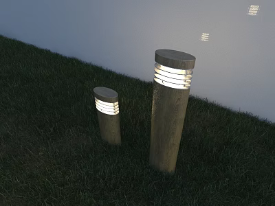 Outdoor LED Garden Lights Cylindrical Design Illuminating Lawn With Modern Style 3d model