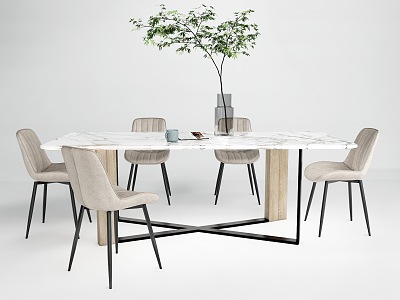 Modern Dining Table Chair Combination Dining Table Chair 3d model