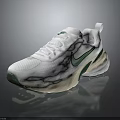 White Sports Sneakers With Green Logo Mesh Upper And Casual Sole Design