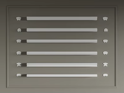 White Drawer Handle Components of Various Lengths Arranged in Gray Frame Design 3d model