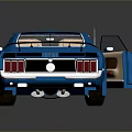 Blue Classic Sports Car With Open Doors And Black Roof Design
