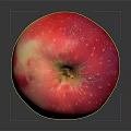 Fresh Red Apple With Stem And White Specks On Shiny Black Reflective Surface 3d model