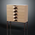Modern Wooden Chest of Drawers With Wavy Design And Metal Legs