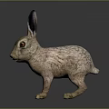 Realistic Hare Figurine With Long Ears Red Eyes And Shiny Base