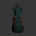 Ancient Ceramic Vessel With Double Head Design And Green Red Yellow Decorations