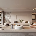 Living room sofa coffee table combination leisure chair single sofa floor lamp 3d model