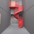 Modern spiral staircase red staircase 3d model