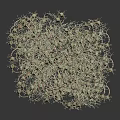 Complex 3D Intertwined Molecular Network Model with Light Beige and Pink on Dark Background