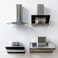 Various Styles of Stainless Steel Kitchen Range Hoods Mounted on White Wall for Modern Kitchens