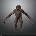 Brown Full Body Standing Orangutan with Extended Arms on Gray Gradient Background