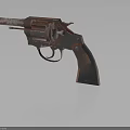 Vintage Revolver With Wooden Grip Classic Metal Body And Retro Design