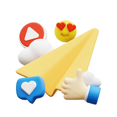 Modern paper airplane cartoon smiling face cartoon love cartoon small hand 3d model