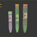 Laboratory Medical Test Tubes With Yellow Caps And Labels For Samples 3d model
