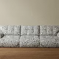 Poliform Three Seater Sofa With Black And White Pattern On Light Wall Wooden Floor