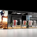 GMARTHION Fashion Exhibition Booth With Hanging Clothes Model Poster And Plants