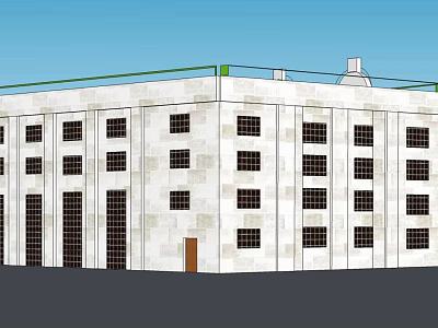 Modern Multi Story Office Building With White Exterior Large Windows And Wooden Door 3d model