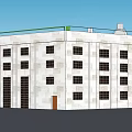 Modern Multi Story Office Building With White Exterior Large Windows And Wooden Door