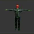 Male Security Guard In Uniform Standing With Arms Outstretched On White