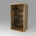 Practical Wooden Storage Cabinet Featuring Metal Multi Tier Shelves for Home Kitchen Organization