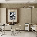 Modern Medical Examination Room With X ray Images Examination Bed Tables Chairs And Medical Equipment