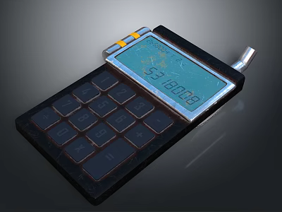 Modern Electronic Calculator Featuring Digital Display Black Keypad And Silver Frame 3d model