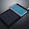 Modern Electronic Calculator Featuring Digital Display Black Keypad And Silver Frame